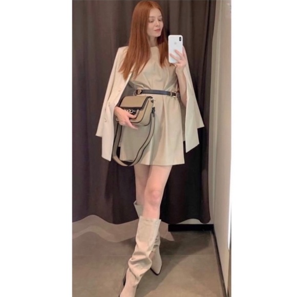 Zara | Dresses | Zara Faux Leather Dress With Belt | Poshmark